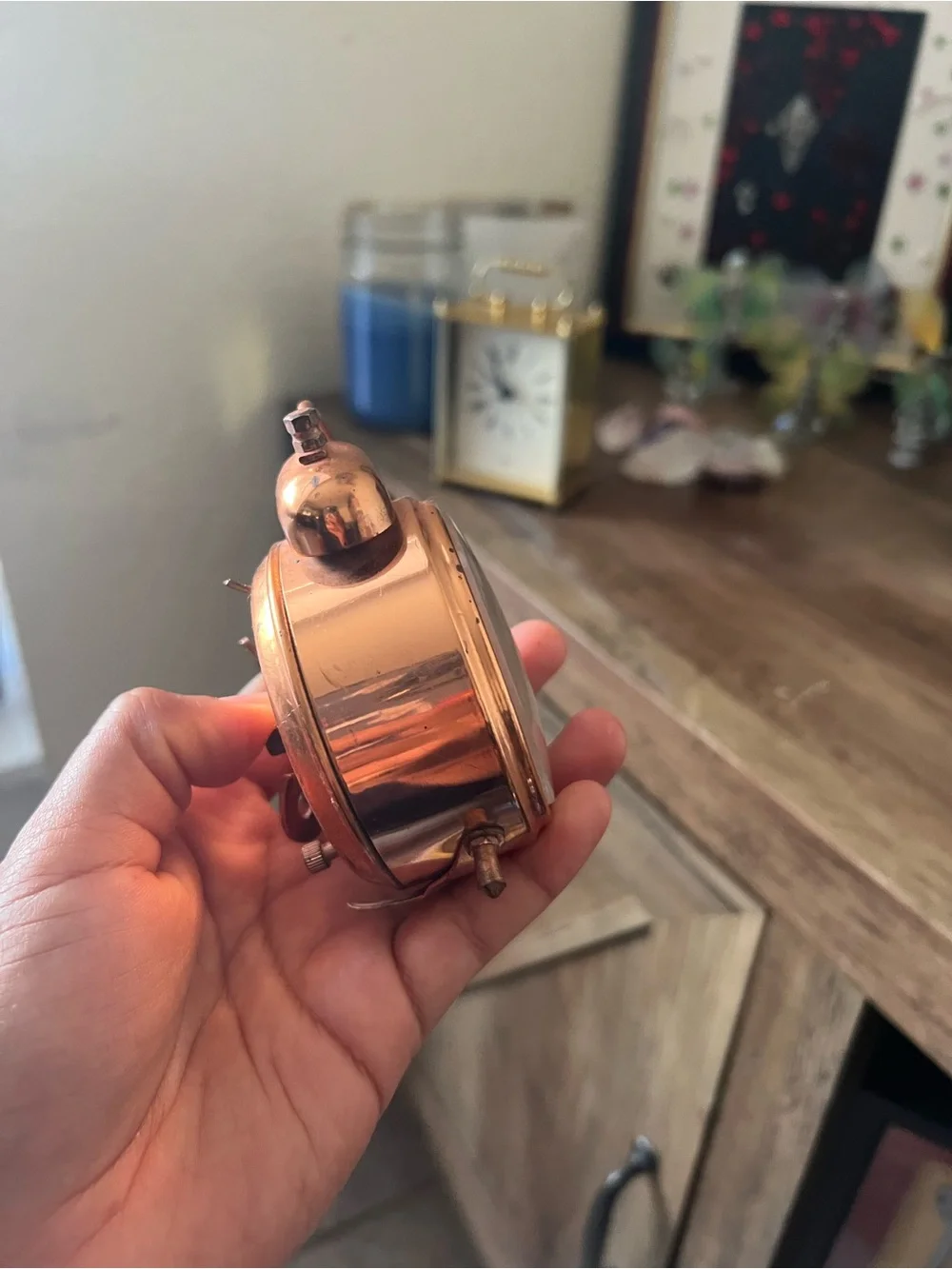 Copper-Tone Twin Bell Wall Clock Accent